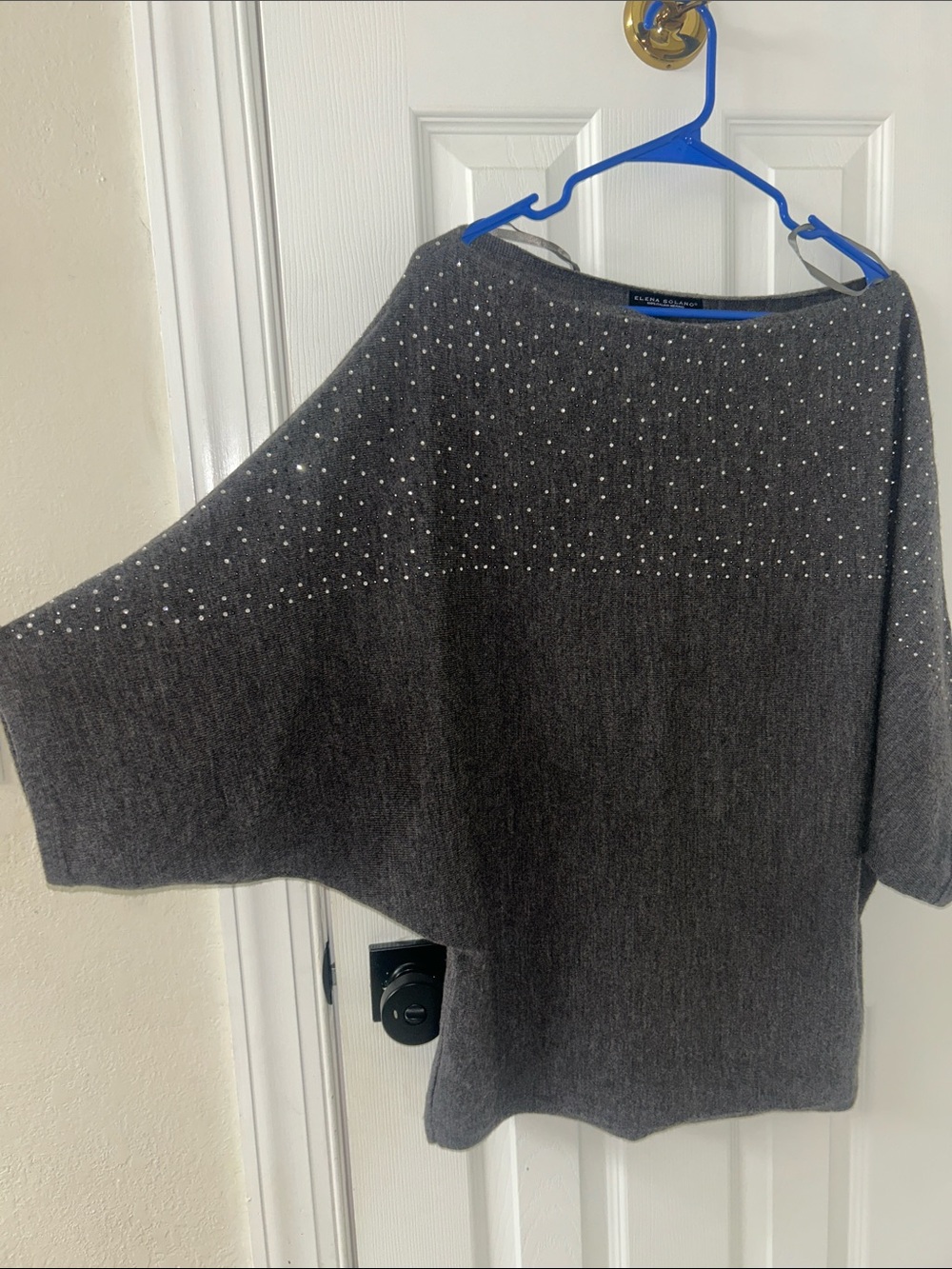 Elena Solena 100% Italian Merino Wool Rhinestone Studded Pullover